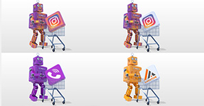 Retro Cartoon Robot Shopping Logo Reveal Bundle - 11